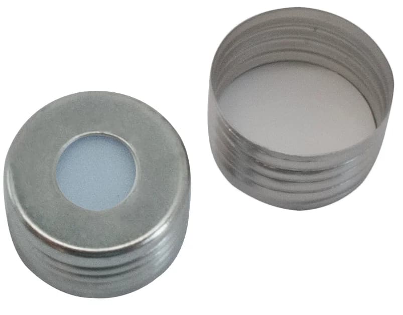 18 mm Magnetische Schraubkappe mit Loch Silikon blau tranparent/PTFE weiß, 1,3 mm