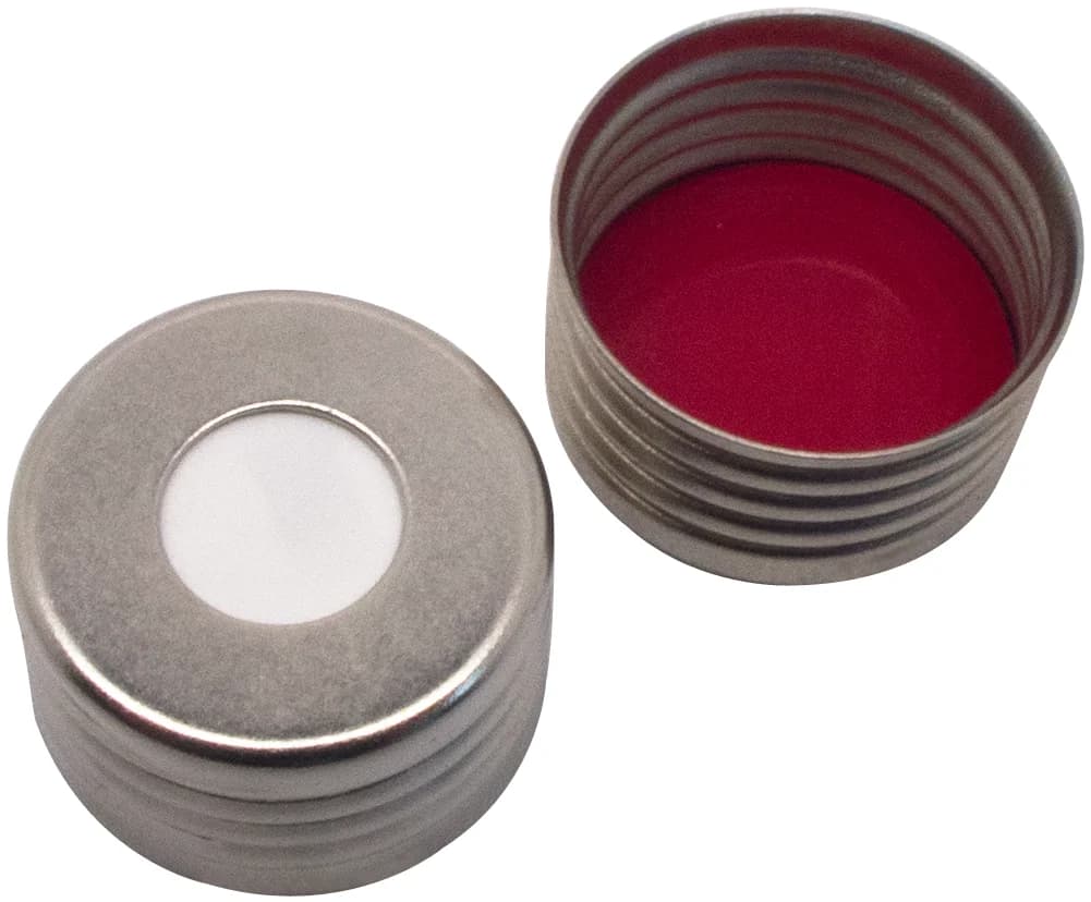 Magnetische Schraubkappe, ND18, Loch, Silicon weiß/PTFE rot UltraClean