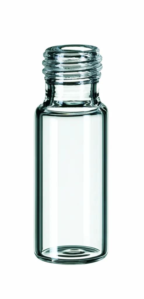 1,5 ml ND9 Kurzgewindeflasche, 32 x 11,6 mm, Klarglas, weite Öffnung, 1. hydrolytische Klasse