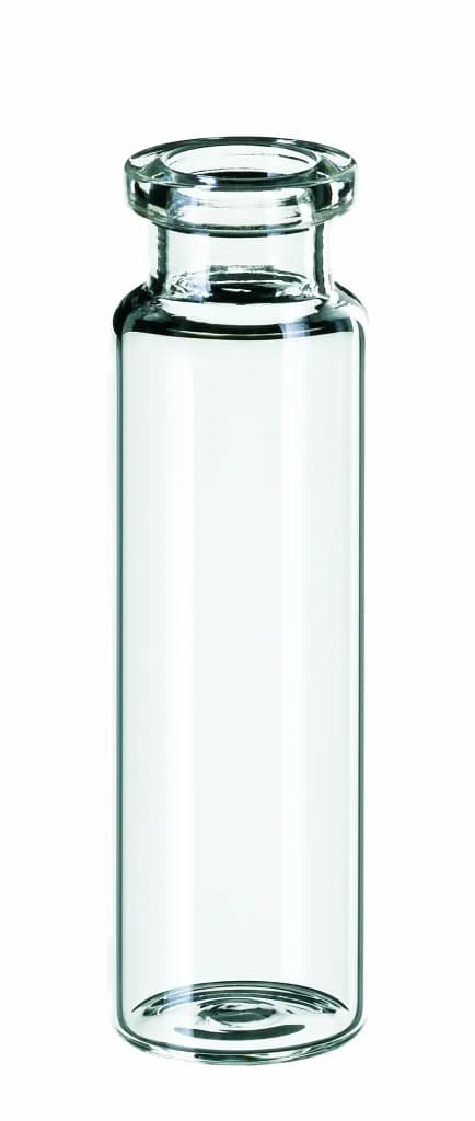 20 ml Headspace-Flasche, 75,5 x 22,5 mm, DIN Rollrand, ND20, Klarglas, 1. Hydrolytische Klasse, langer Hals, flacher Boden