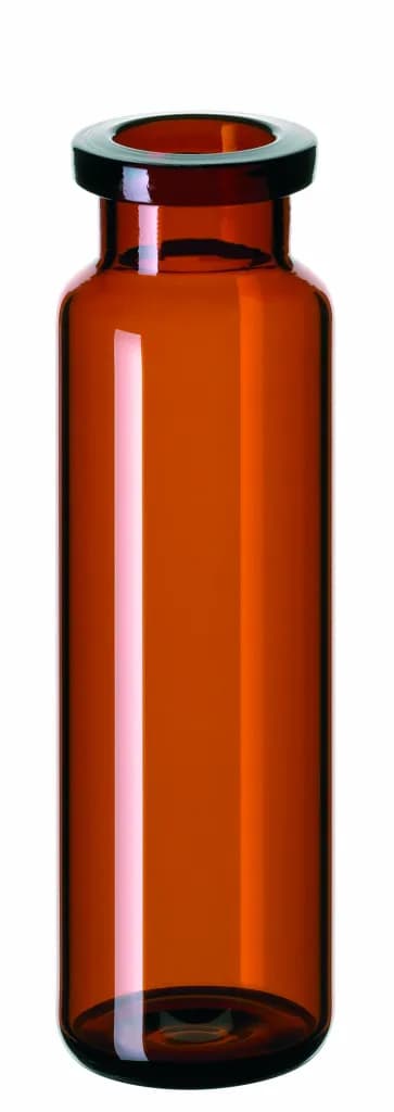 20 ml HS-Flasche, Braunglas, langer Hals 75,5 x 22,5 mm, DIN-Rollrand
