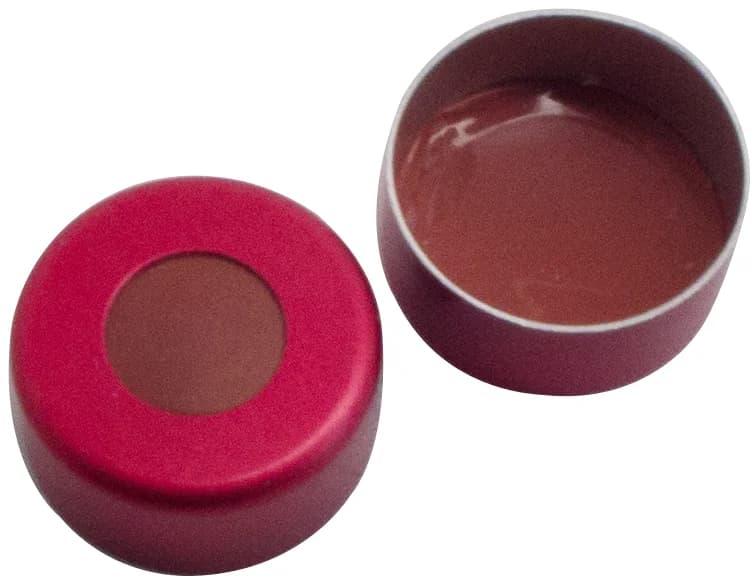 Alu Bördelk. rot lackiert, NK/Butyl rot/TEF 45° shore A, 1.0mm, 5.6mm Loch