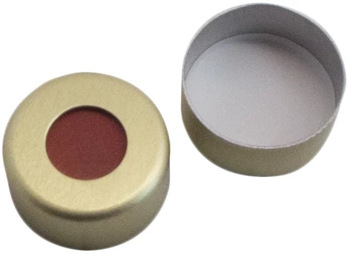 Alu Kappe gold lackiert, 5.5mm Loch,1.0mm, 45°shore A,RedRubber/PTFE beige