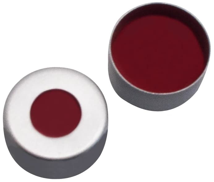 11 mm Magnetische Bördelk. Spezialleg. mit Loch. PTFE rot/Sil weiß/PTFE rot. 1.0mm