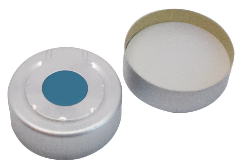 Headspace Bördelkappen farblos lackiert, Silicon blau transparent / PTFE, UltraClean