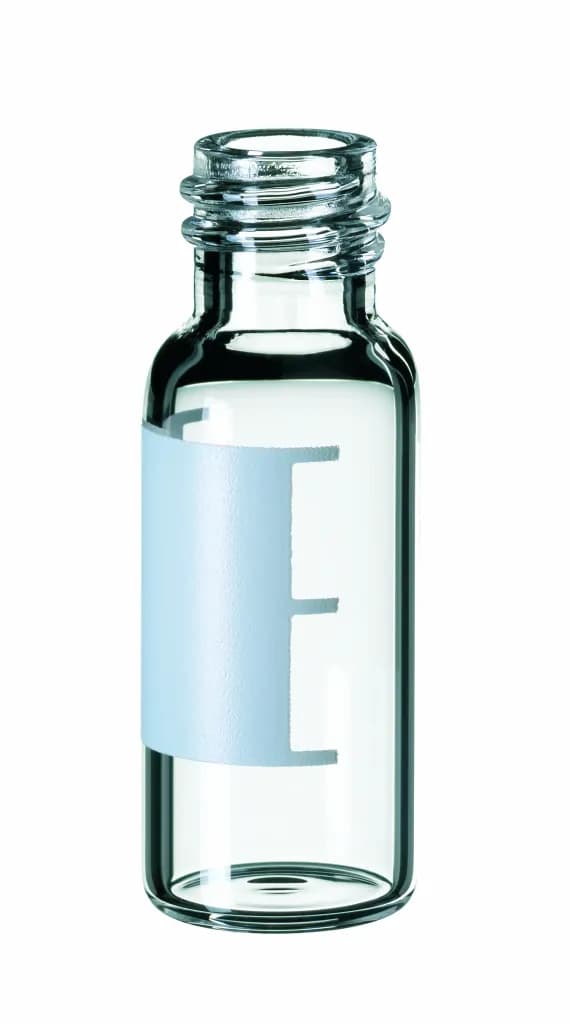 1,5 ml ND8 Gewindeflasche, 32 x 11,5 mm, klar, 1. hydrol. Klasse, mit Beschriftungsfeld