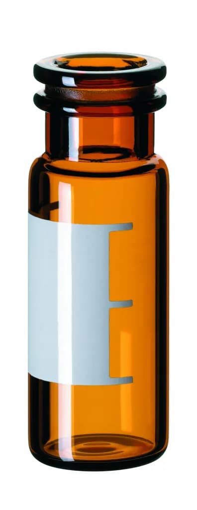 1,5 ml Schnappringflasche ND11, 32 x 11,6 mm Braunglas mit Schriftfeld und Füllmarkierungen 1. Hydr